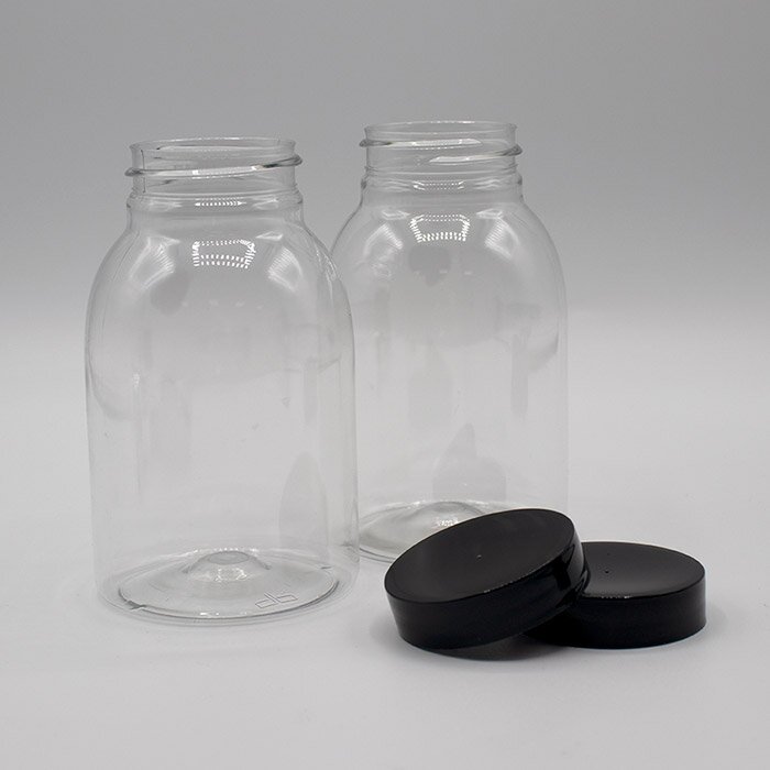 Clear PET Wide Neck Boston Style Bottles & Closures