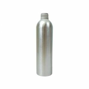 tall silver bottle with a curved top 