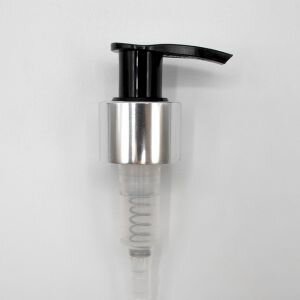 Chrome Collared Lotion Pump for 24/410 Bottles Chrome and Black