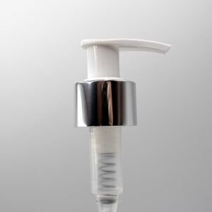 Chrome Collared Lotion Pump for 24/410 Bottles Chrome and White