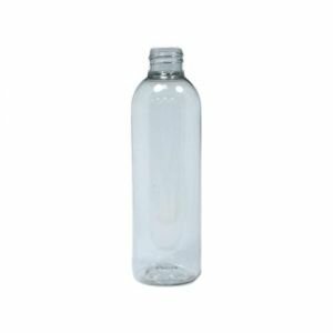 tall clear bottle with a curved top